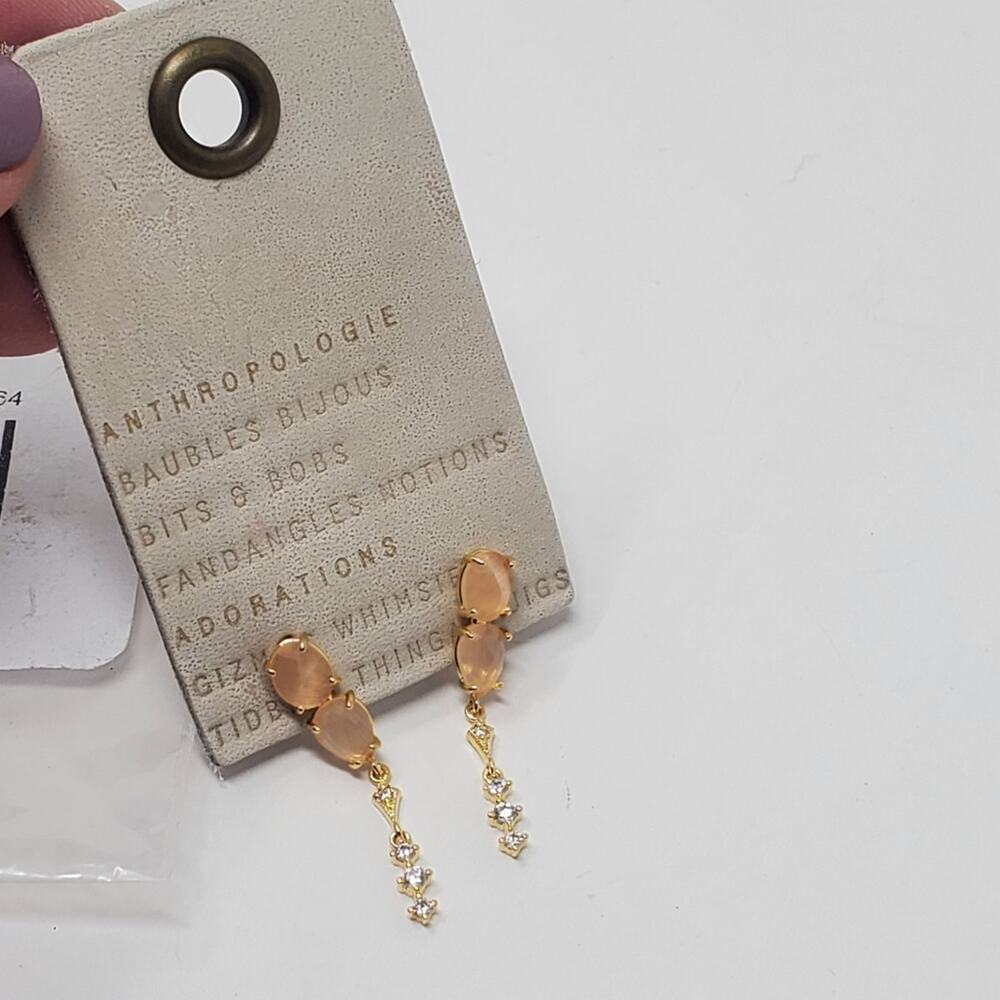 Anthropologie Oaxaca Double Stone Drop Earring Pink  New with tags